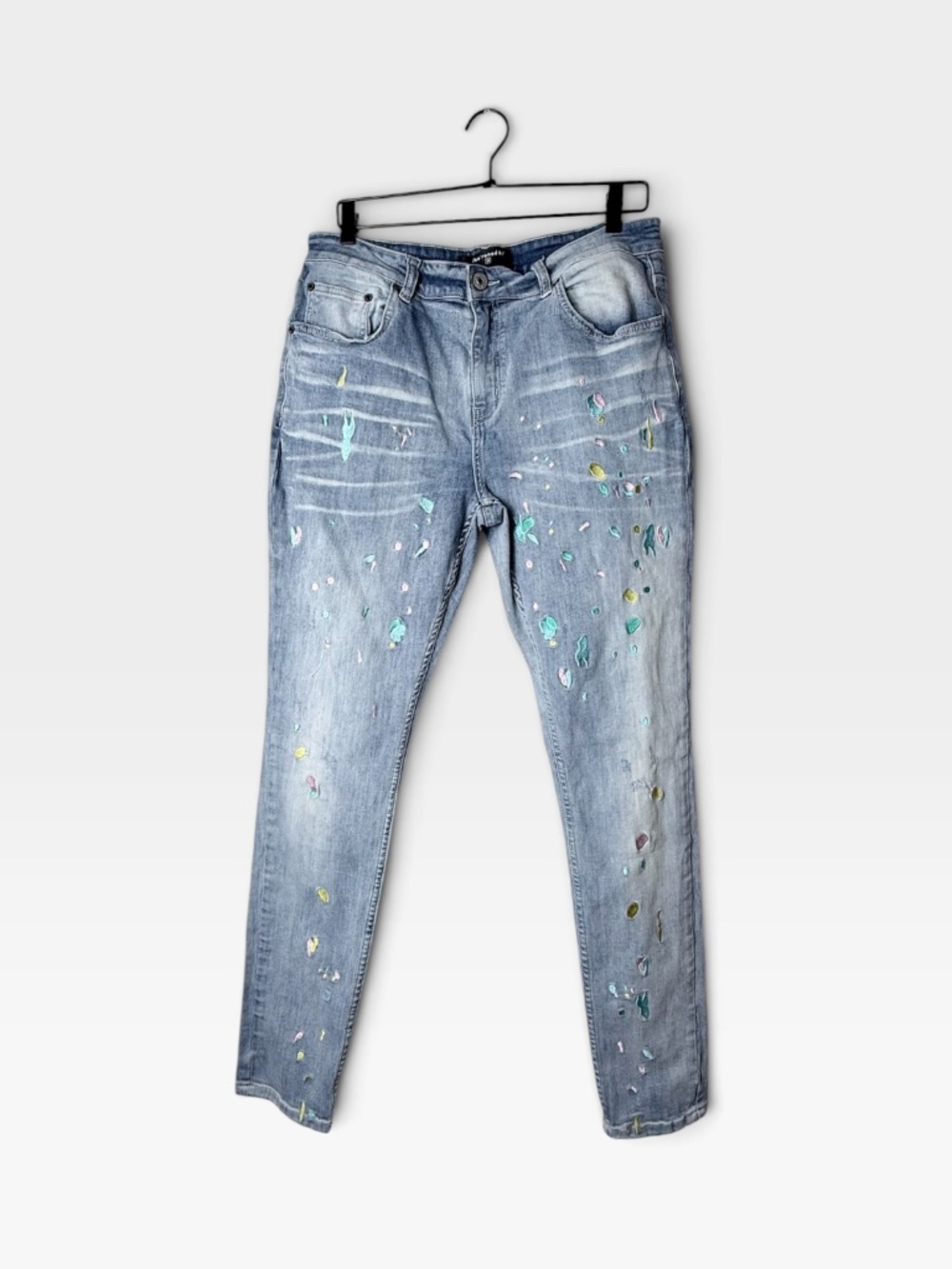Serenade Light Blue Denim Skinny Jeans Size 36 Embroidered Pastel (W)